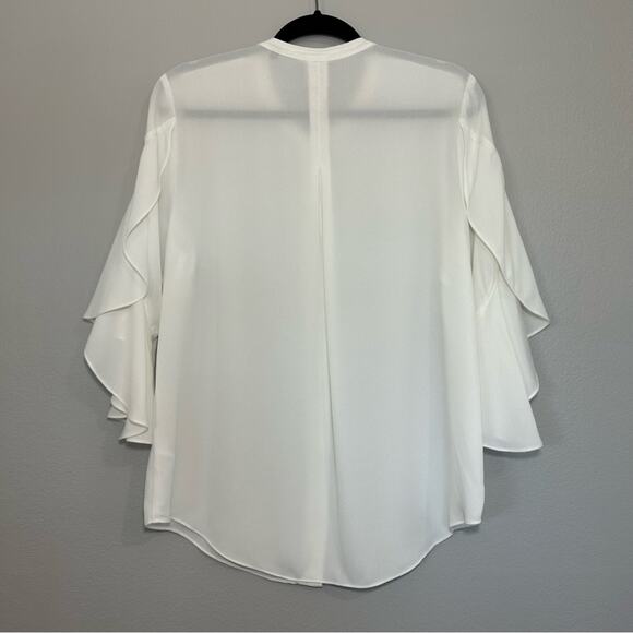 Cabi Float Blouse White #5521 Bell Sleeves Button Down Size Medium - Picture 8 of 9